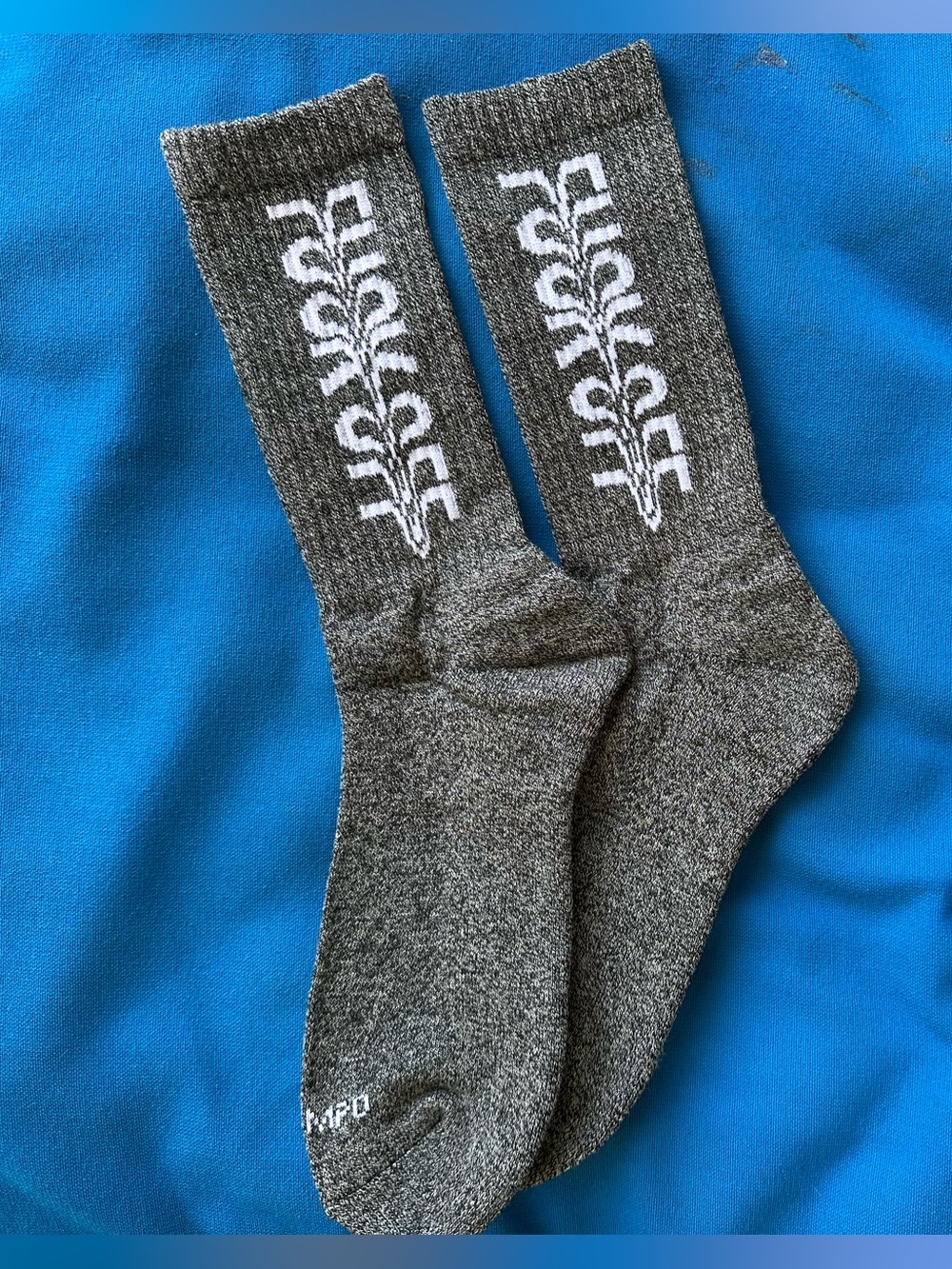 Men's Grey Crew Socks with White Logo
